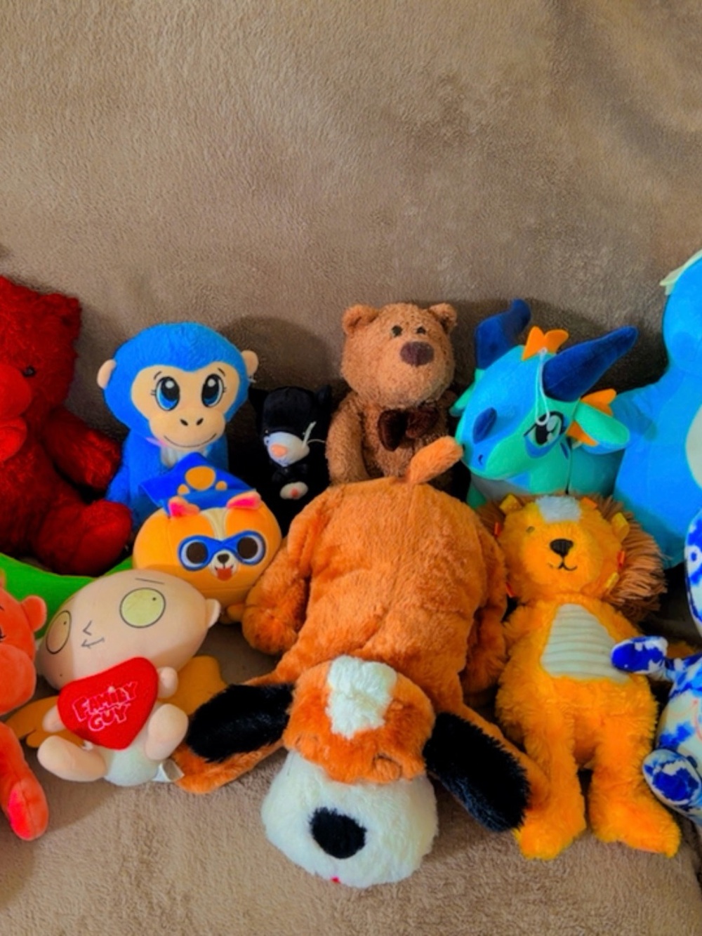 Multiples Orange Plush Fox and Colorful Plush Friends Set